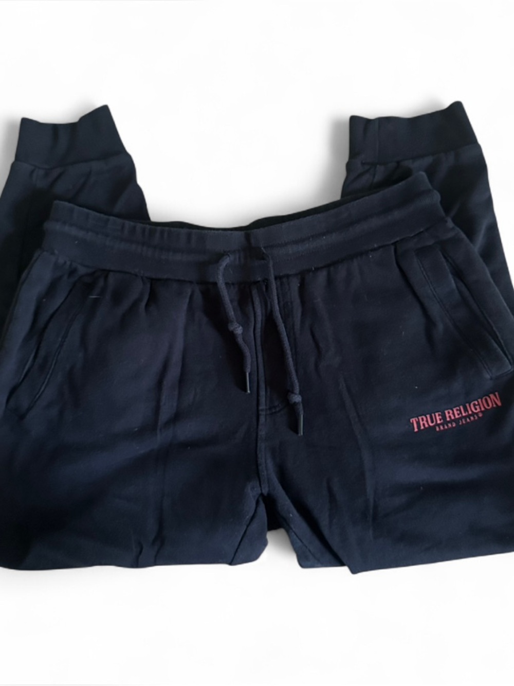 True Religion Black Jogger Sweatpants with Red Logo